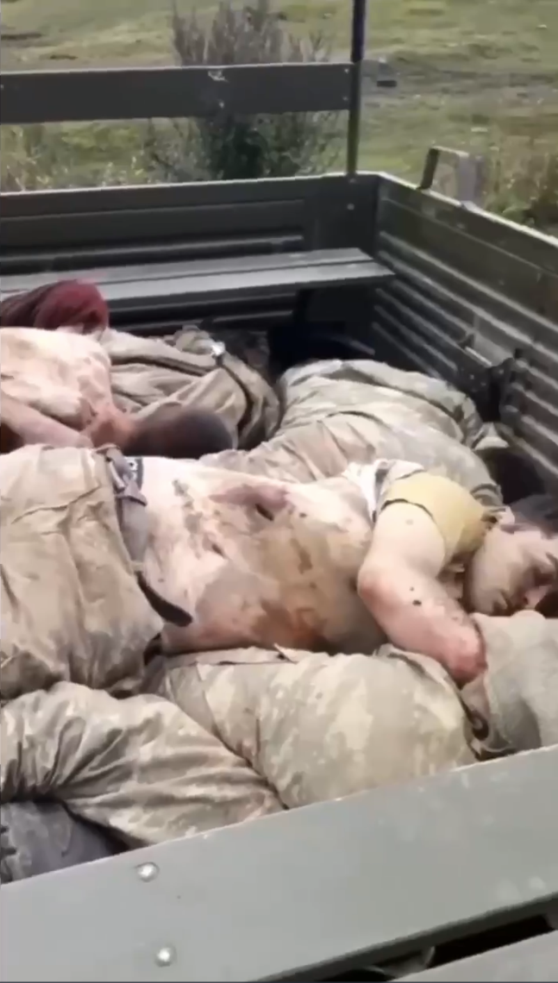 Inhuman behavior of Armenian soldiers to dead bodies of Azerbaijani soldiers